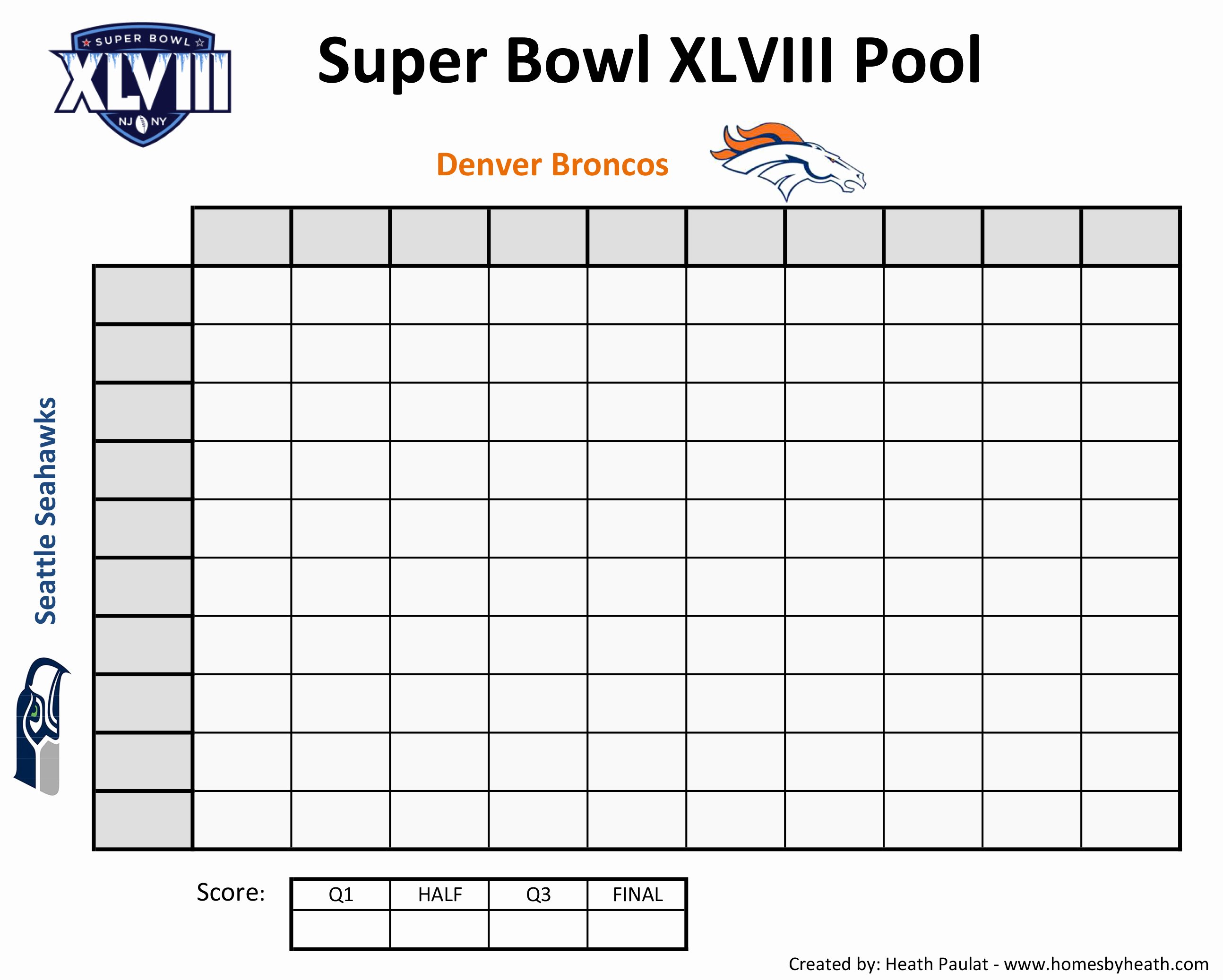 Blank Football Pool Sheets Lovely 8 Best Of Super Bowl Football Squares Printable