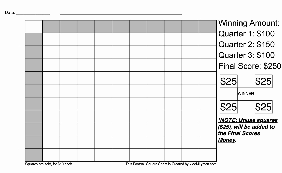 Blank Football Pool Sheets Lovely Football Pool Sheet Joe M Lyman