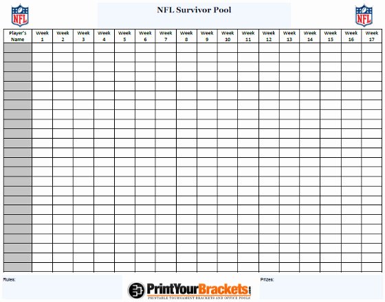 Blank Football Pool Sheets Luxury Customizable Nfl Survivor Pool Printable Football
