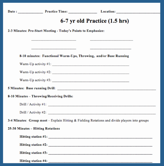 Blank Football Practice Plan Template Fresh 28 Of softball Practice Plan Template Printable