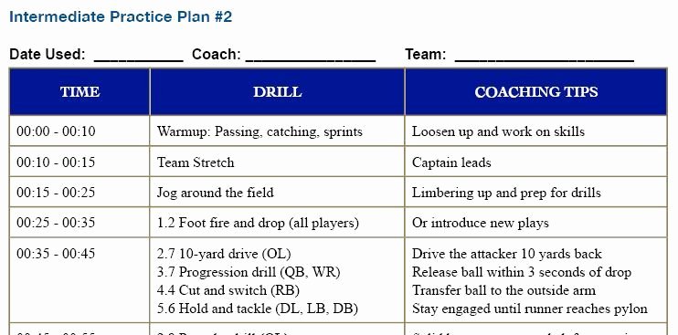 Blank Football Practice Plan Template Unique 28 Of Youth Football Practice Template