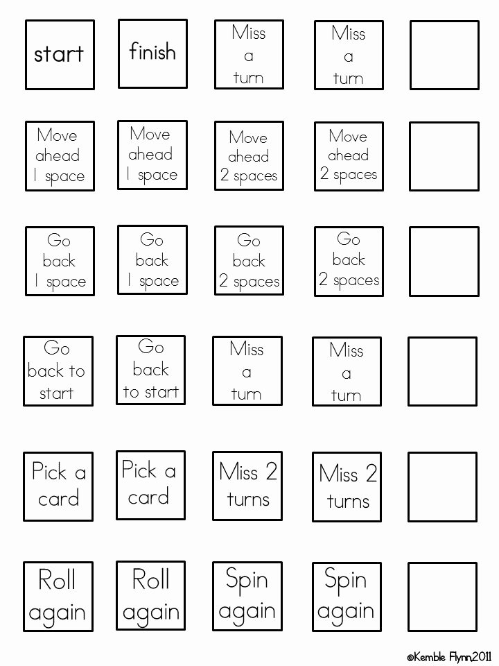 Blank Game Card Template New Primary Flynn Blank Game Board Clinic Ideas