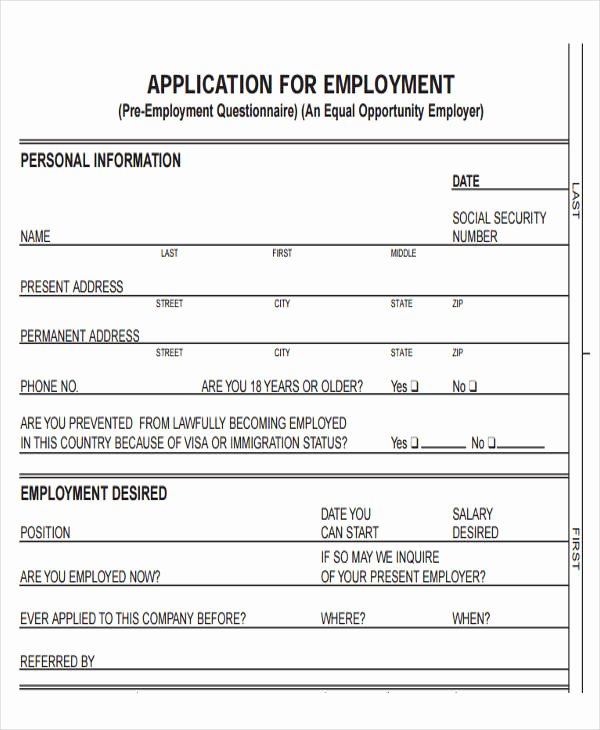 Blank Job Application form Awesome 49 Job Application form Templates