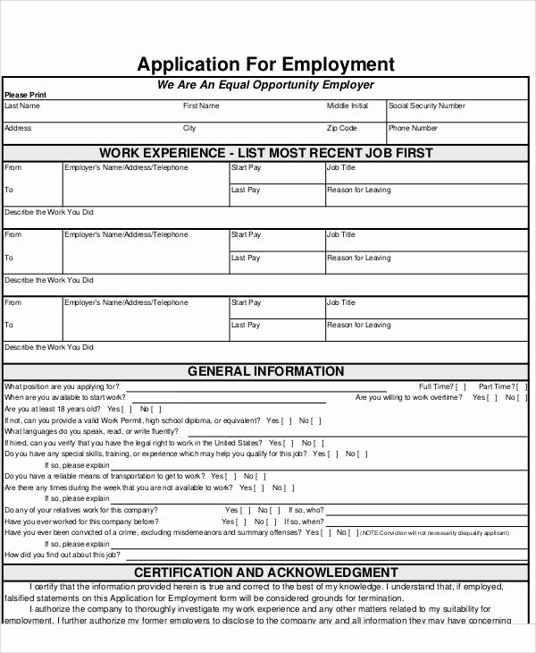 Blank Job Application form Inspirational 57 Application form formats