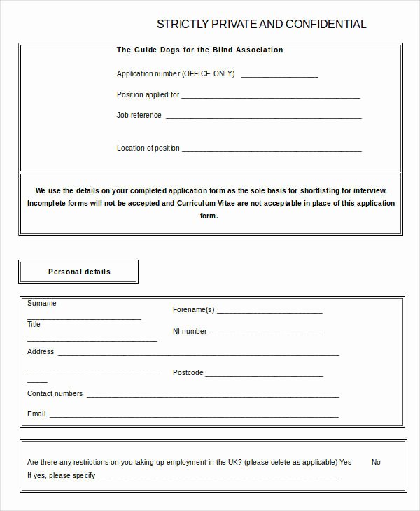 Blank Job Application form Lovely Blank Job Application Word Excel Free &amp; Premium Templates