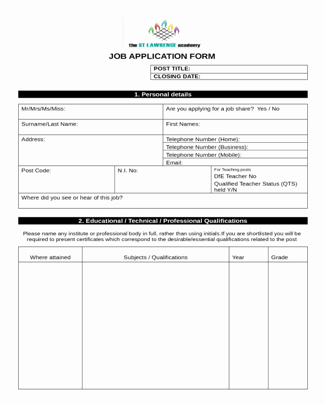 Blank Job Application form Unique 2019 Job Application form Fillable Printable Pdf