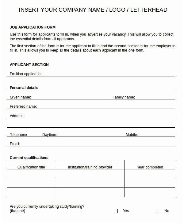 Blank Job Application form Unique Blank Job Application 8 Free Word Pdf Documents