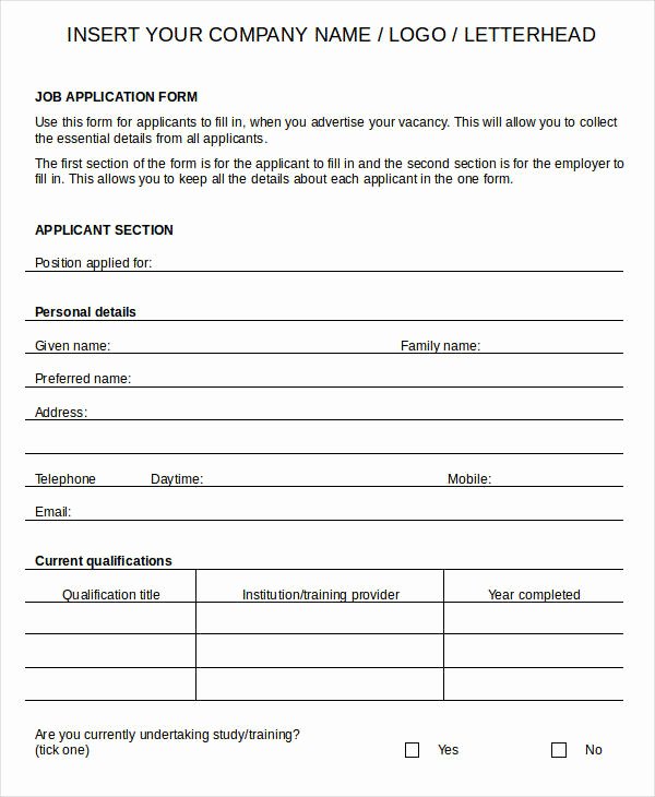 Blank Job Application form Unique Blank Job Application 8 Free Word Pdf Documents