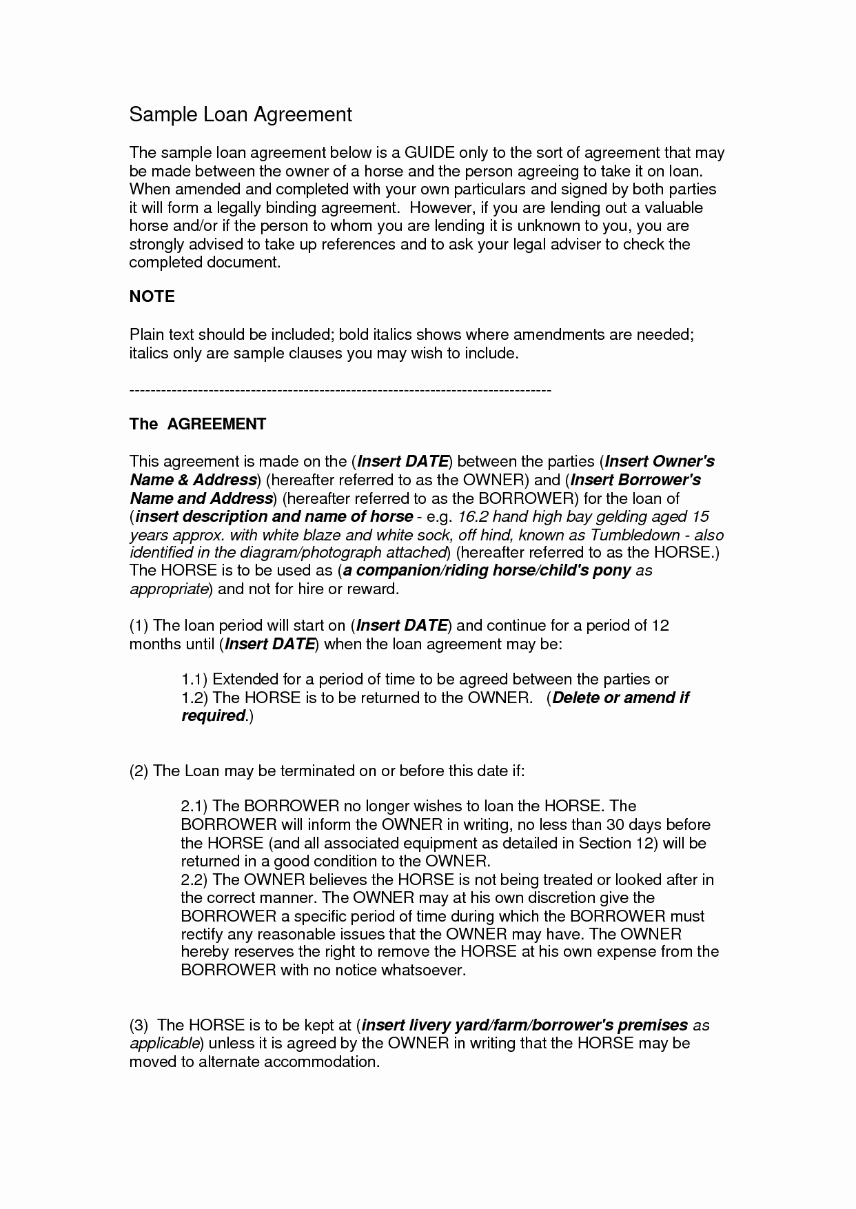 Blank Loan Agreement Beautiful 14 Loan Agreement Templates Excel Pdf formats