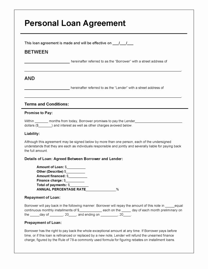 Blank Loan Agreement Elegant Download Personal Loan Agreement Template Pdf