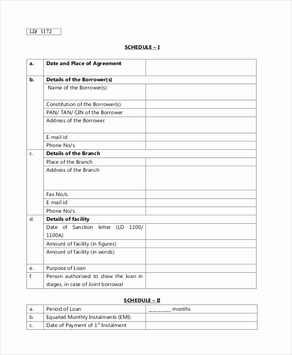 Blank Loan Agreement Elegant Personal Loan Agreement form Sample forms