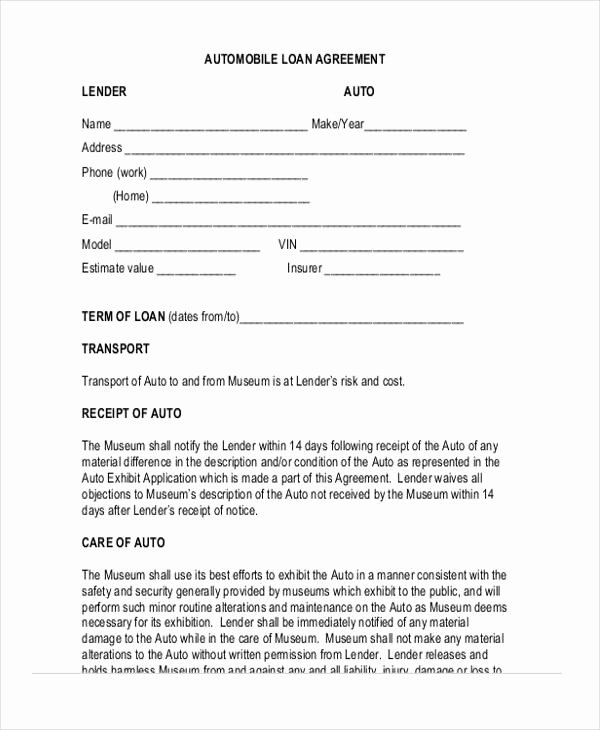 Blank Loan Agreement Unique Free Loan Agreement form