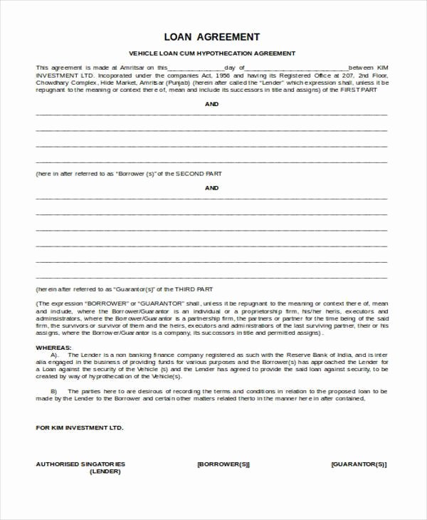 Blank Loan Contract Awesome Agreement forms In Word