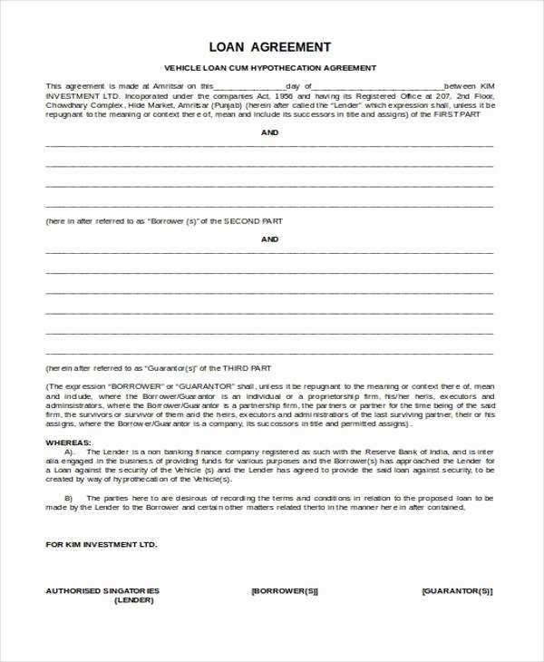 Blank Loan Contract Awesome Agreement forms In Word