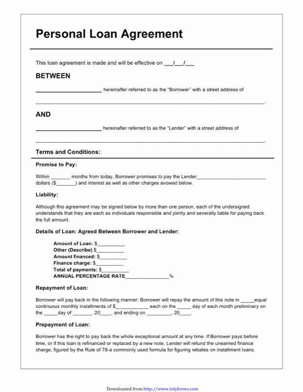 Blank Loan Contract Awesome Loan Agreement form