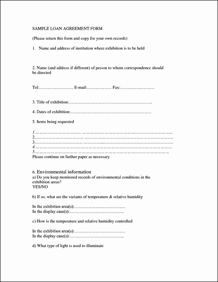 Blank Loan Contract Best Of Printable Loan Agreement From Borrower to Lender Sample