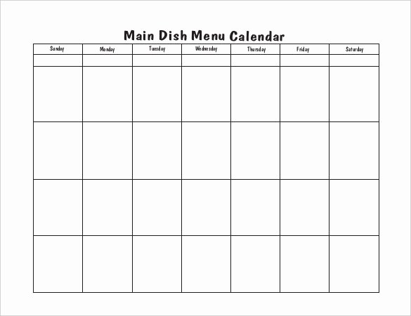 Blank Menu Template Fresh Menu Calendar Templates 10 Printable Pdf Documents
