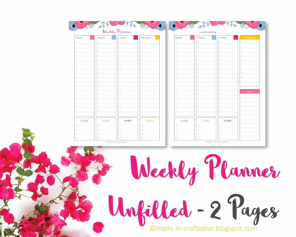 Blank One Week Calendar Beautiful Calendar Any Year Unfilled Blank1 Week 2 Page Spread