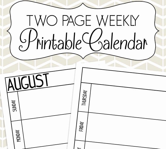 Blank One Week Calendar Elegant Items Similar to Undated Two Page Weekly Calendar