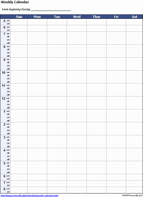 Blank One Week Calendar Elegant Weekly Calendar Template for Excel