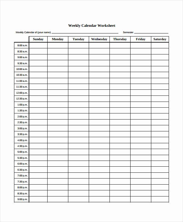 Blank One Week Calendar Inspirational Blank Weekly Calendar 9 Free Pdf Word Documents