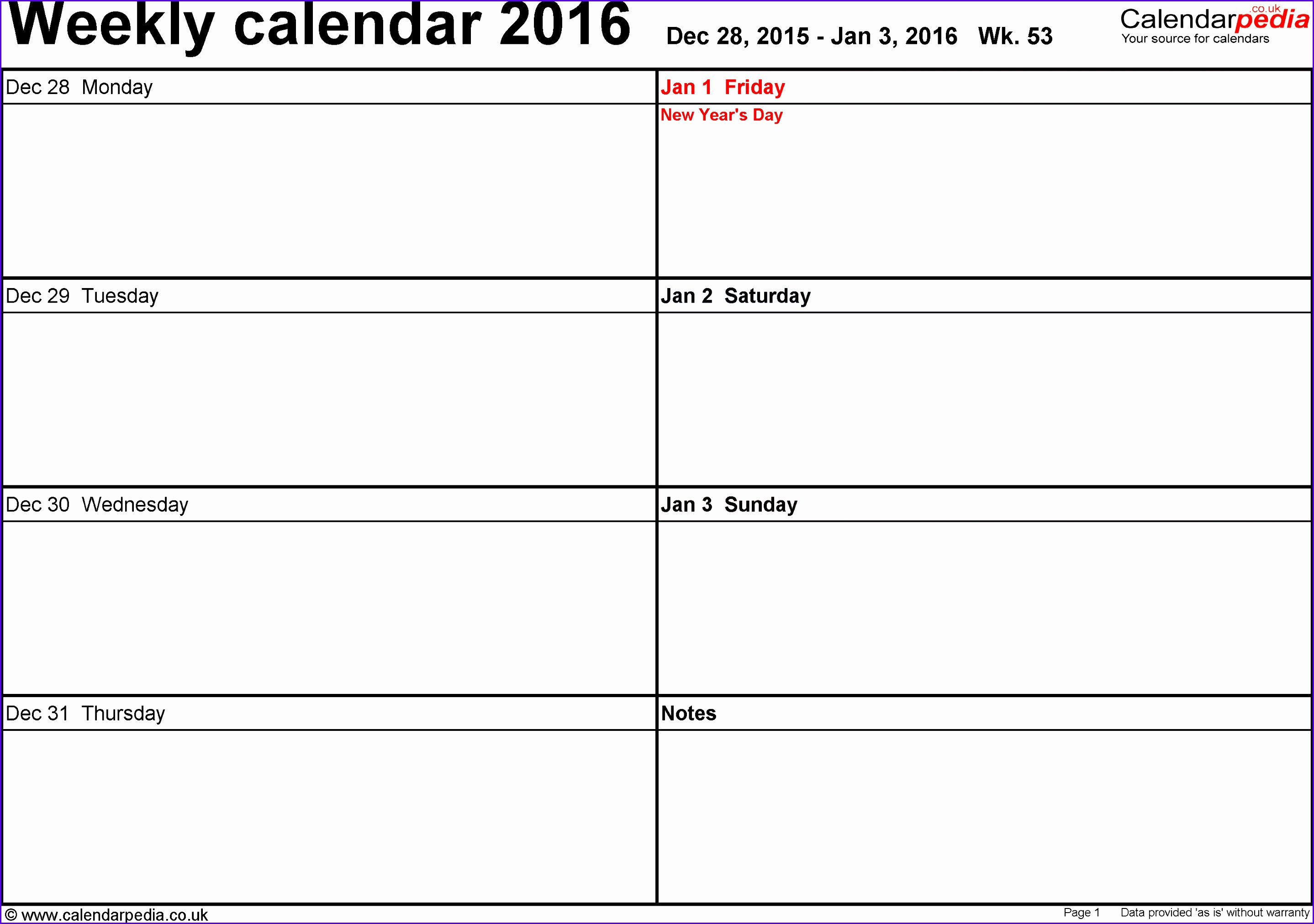 Blank One Week Calendar Lovely 8 Excel Week Calendar Template Exceltemplates