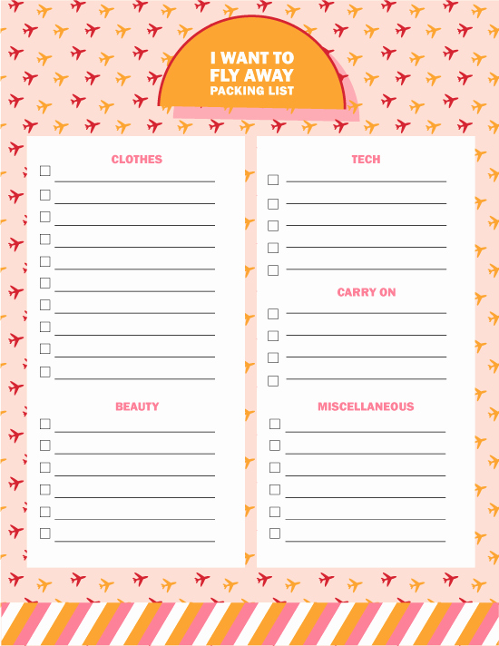 Blank Packing List Awesome 14 Packing List Templates Excel Pdf formats