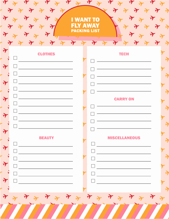 Blank Packing List Awesome 14 Packing List Templates Excel Pdf formats