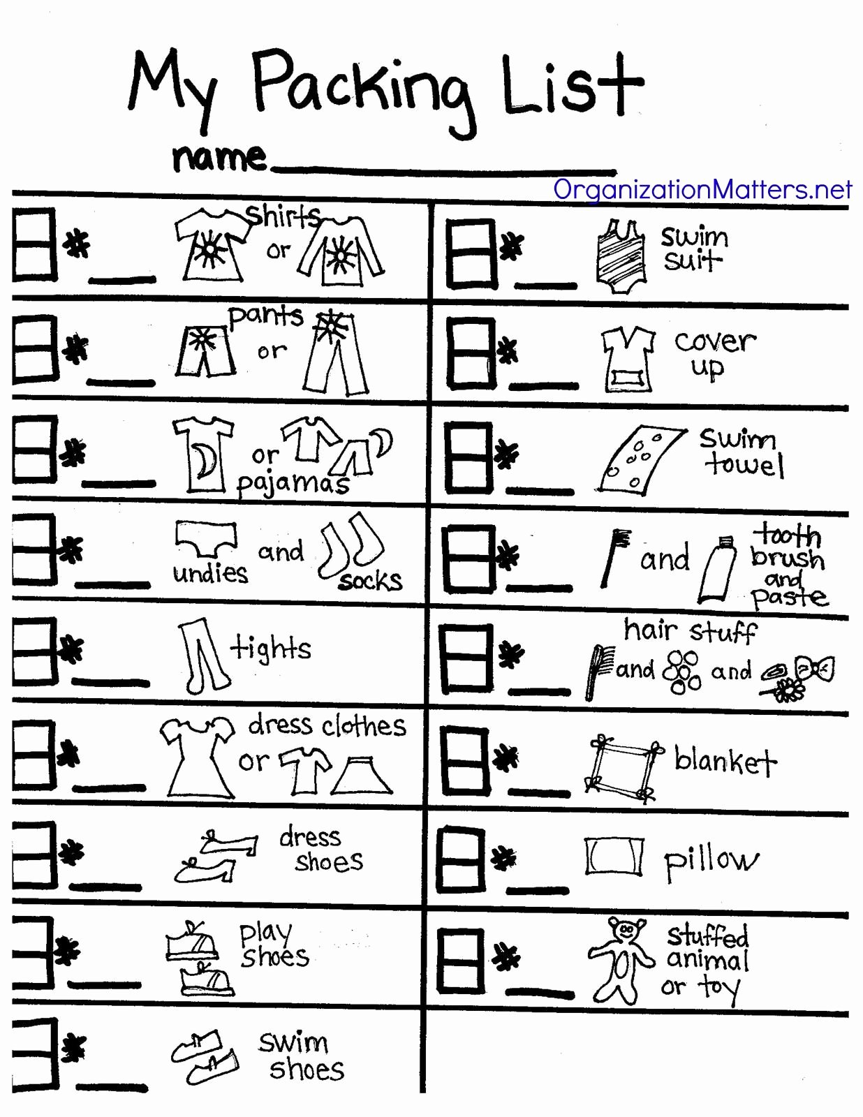 Blank Packing List Best Of A Packing List Just for Kids