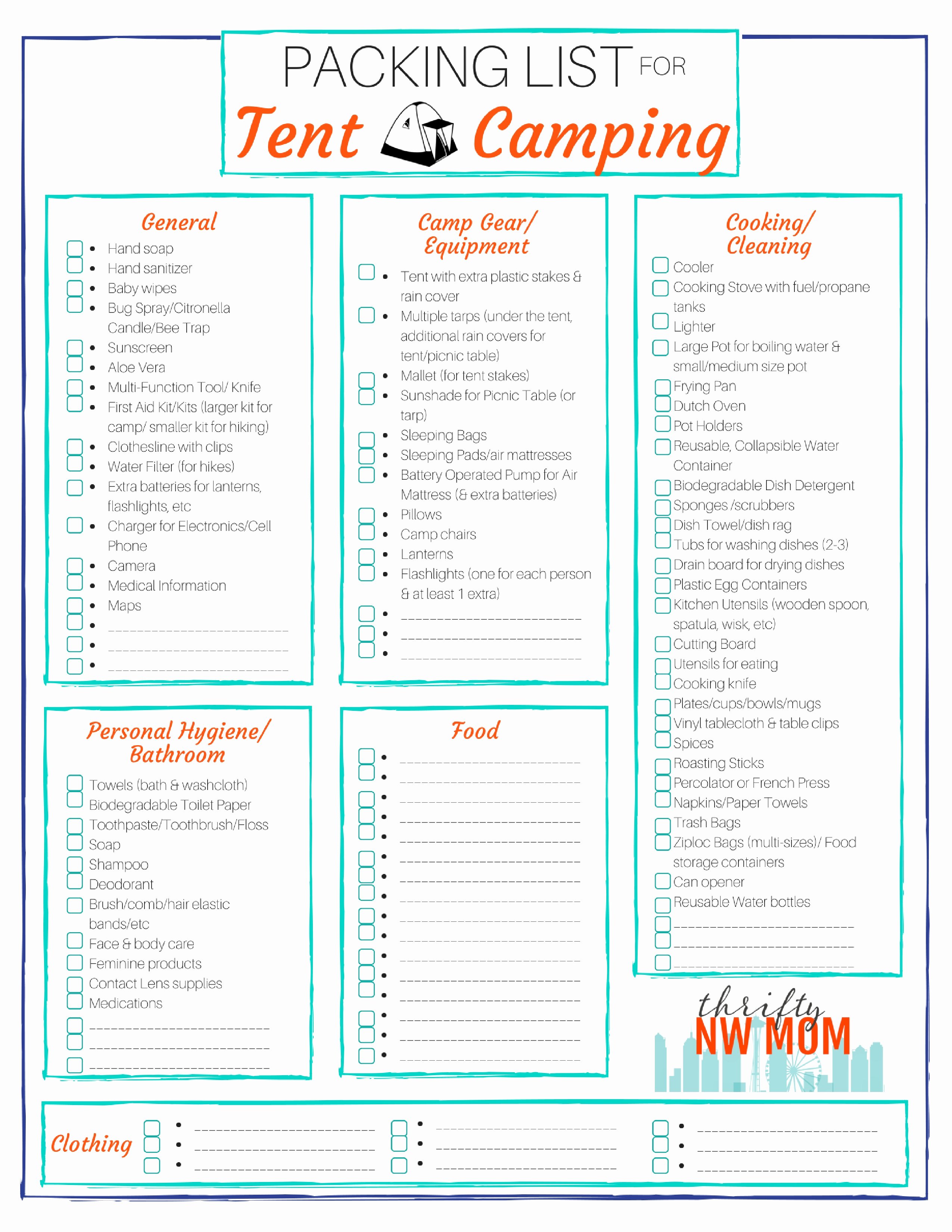 Blank Packing List Elegant Packing List for Tent Camping Free Printable Thrifty