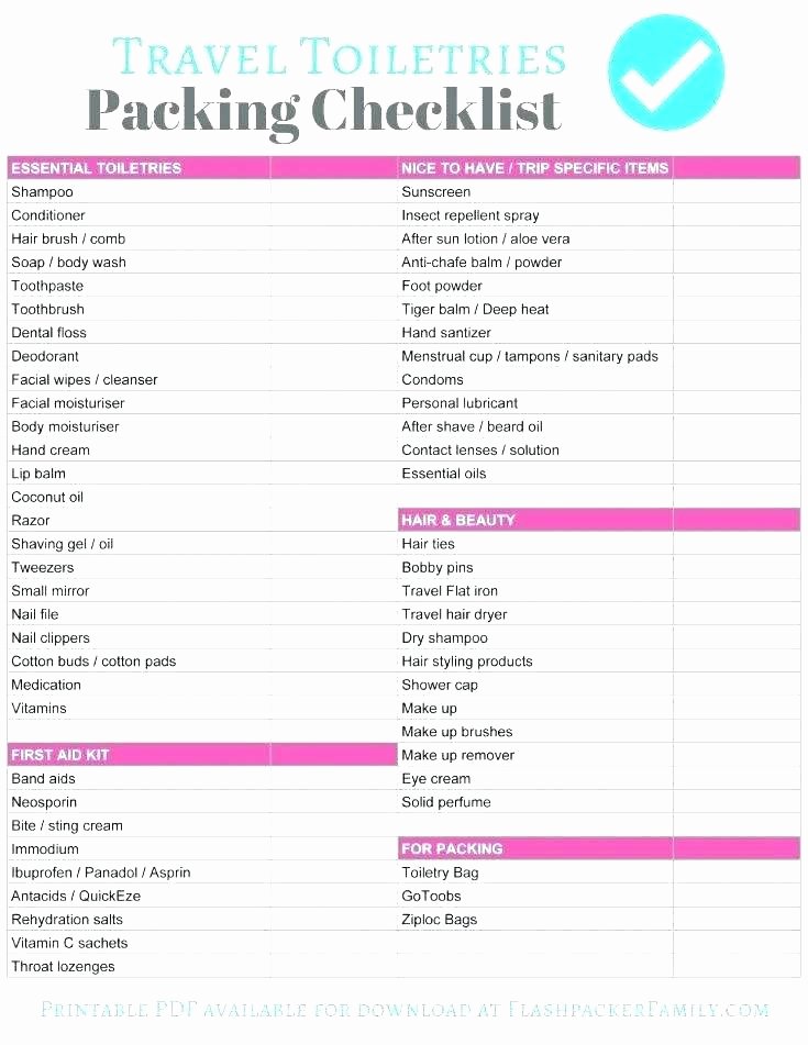 Blank Packing List Fresh Colorado Travel Checklist