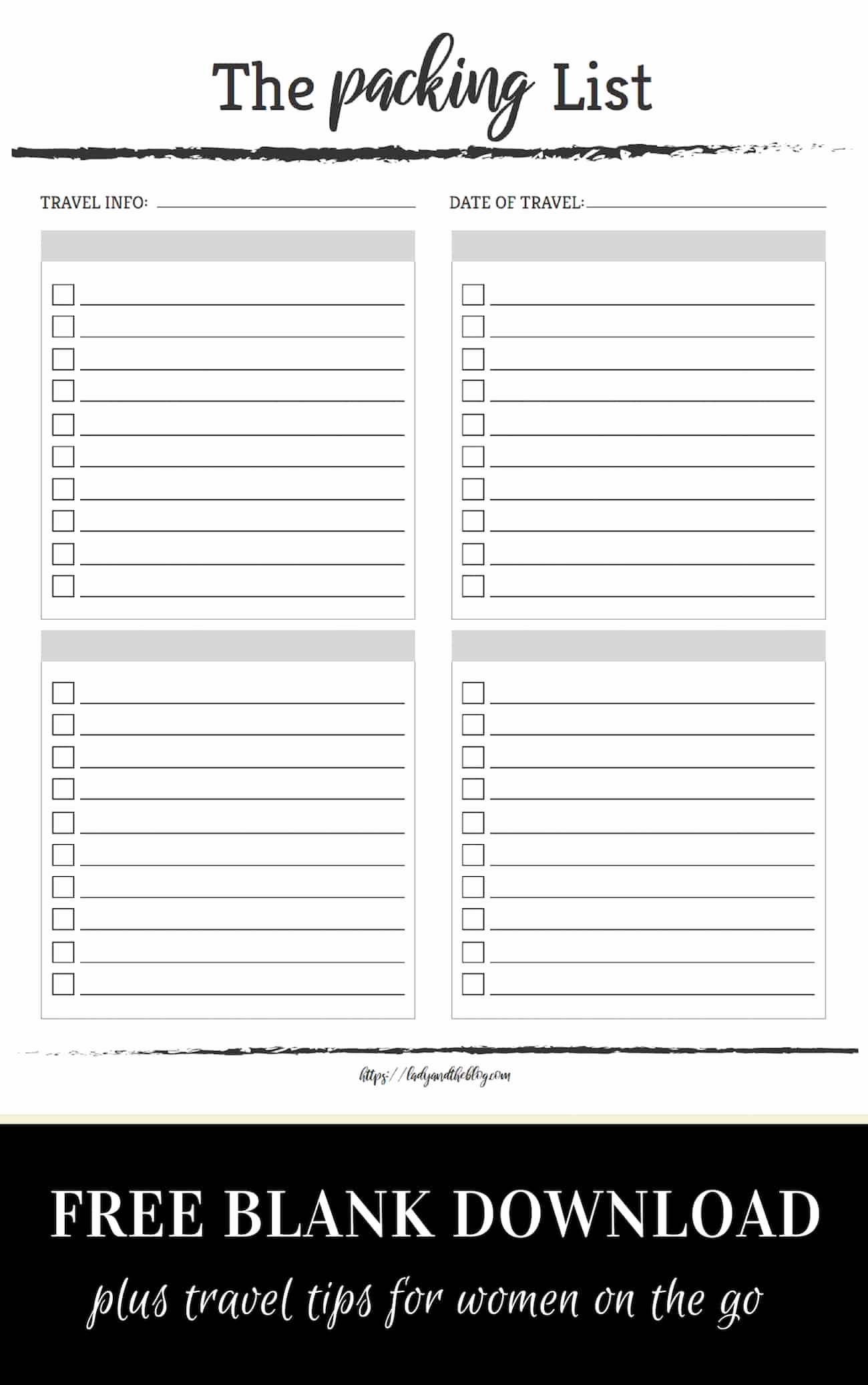 Blank Packing List Inspirational Printable Travel Packing List