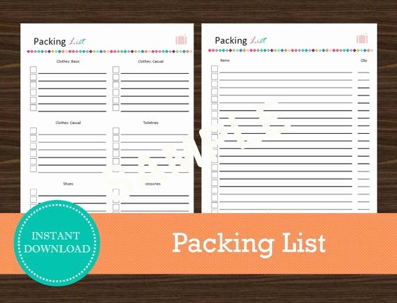 Blank Packing List Inspirational Travel Packing List Travel Planner Printable and Editable