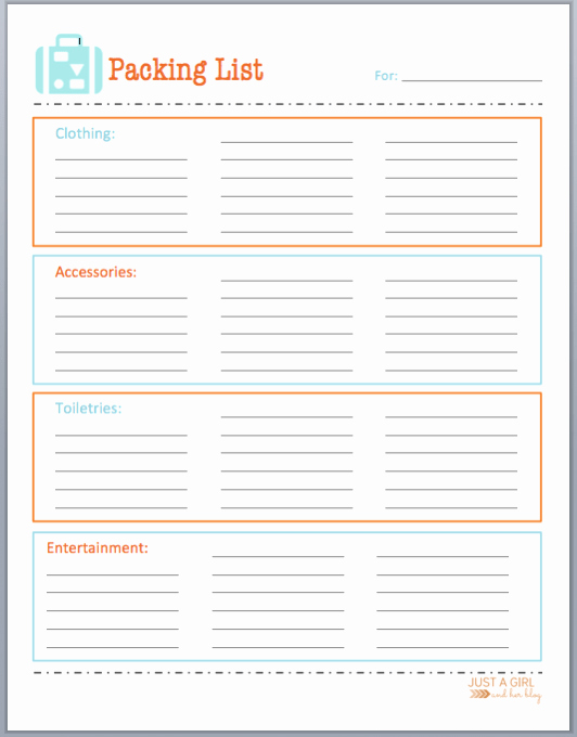 Blank Packing List Template Awesome Free Printable Packing List for organized Travel and Vacation