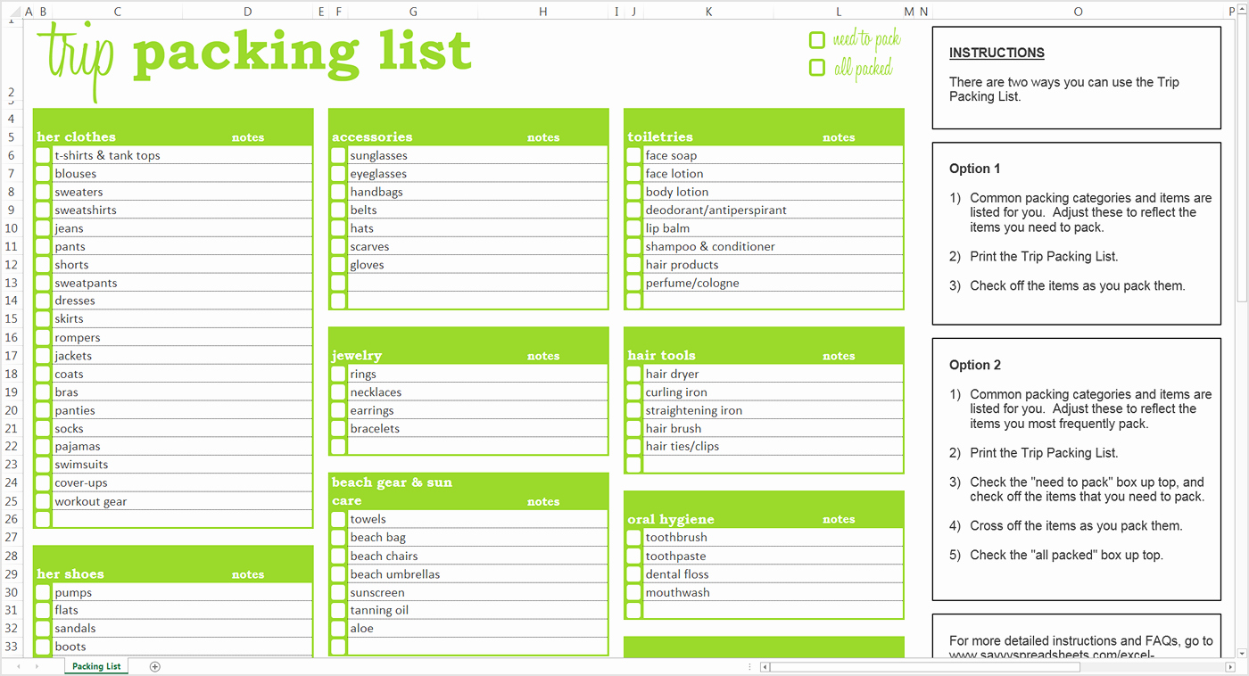 Blank Packing List Template Awesome Packing List Template