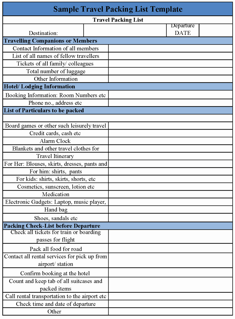 Blank Packing List Template Best Of Packing List Template