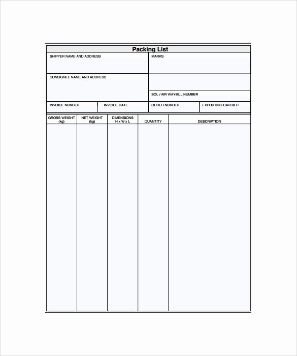 Blank Packing List Template Best Of Packing List Templates 6 Free Documents Download In Pdf