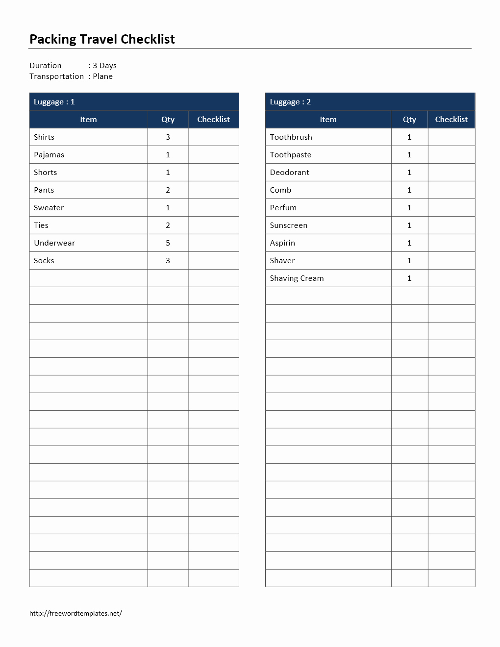 Blank Packing List Template Elegant Packing List Template