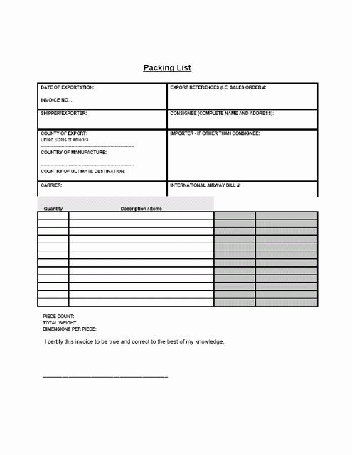 Blank Packing List Template Fresh 14 Packing List Templates Excel Pdf formats