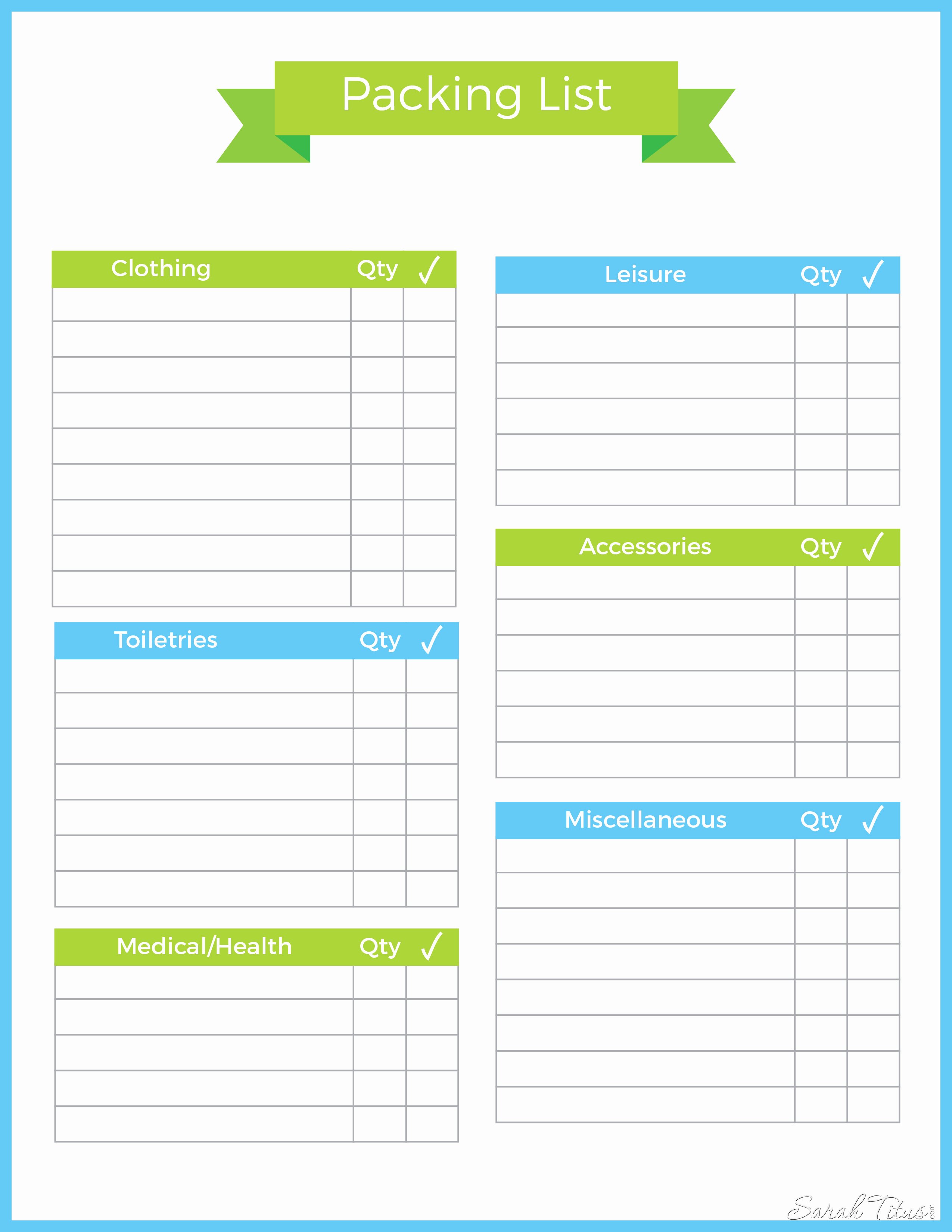 Blank Packing List Template Fresh Travel Binder Packing List Sarah Titus