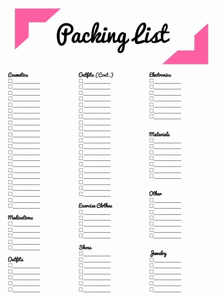 Blank Packing List Template Lovely 21 Free Packing List Template Word Excel formats