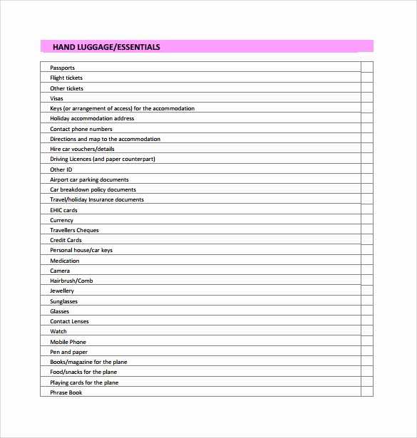 Blank Packing List Template Luxury Packing Checklist Template 16 Download Free Documents