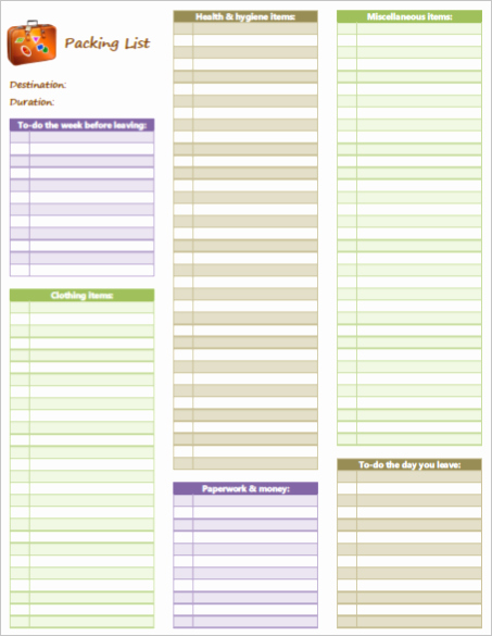 Blank Packing List Template Luxury Simplify Vacation Preparation with A Packing List