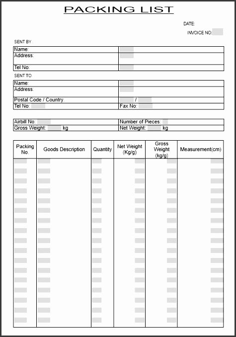 Blank Packing List Template New 9 Packing List Template Sampletemplatess Sampletemplatess