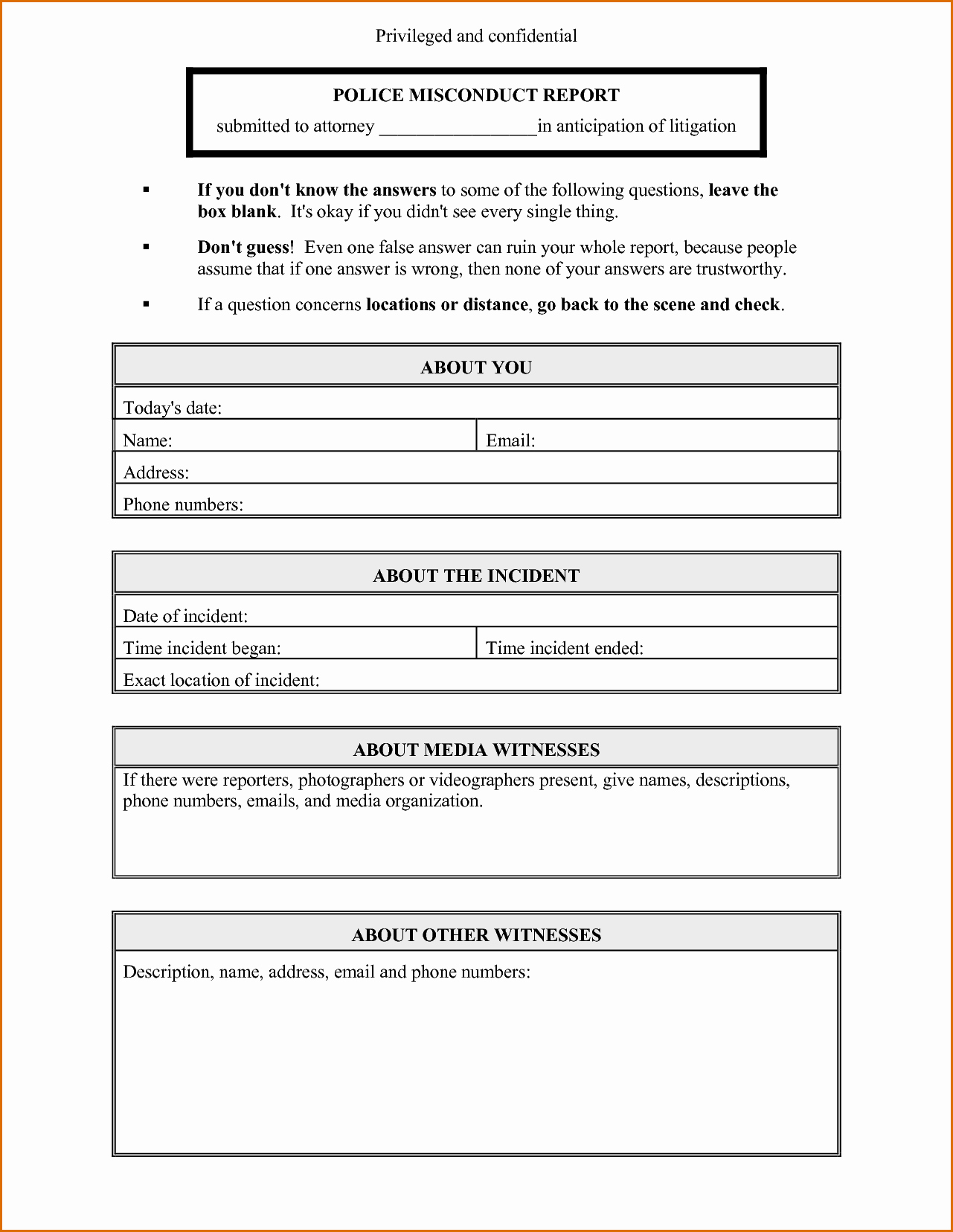 Blank Police Report Template Awesome 8 Blank Police Report