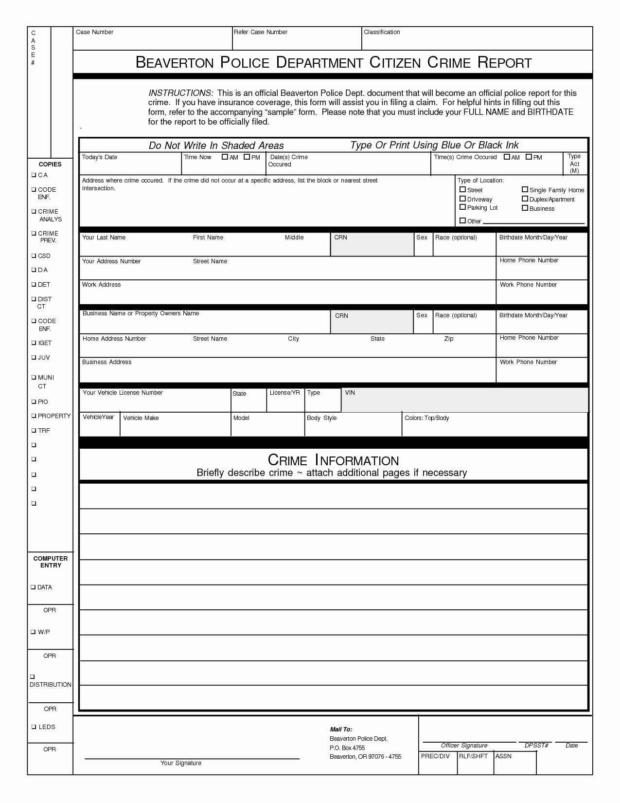 Blank Police Report Template Awesome Best S Of Ficial Police Reports Sample Police