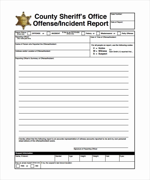 Blank Police Report Template Beautiful 26 Sample Incident Report Templates