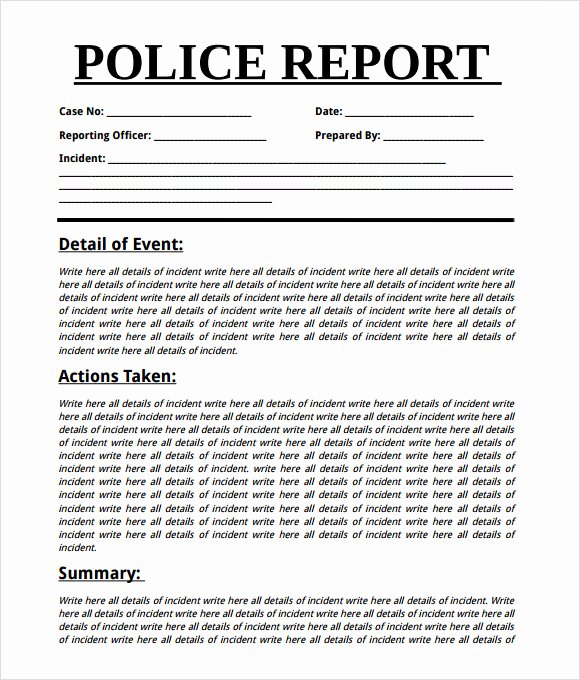 Blank Police Report Template Best Of Sample Police Report 7 Documents In Word Pdf