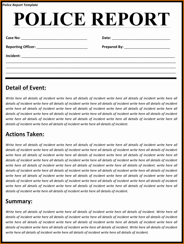 Blank Police Report Template Fresh 4 Police Report Template