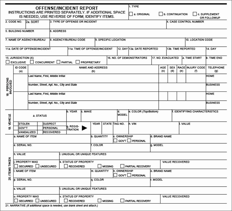 Blank Police Report Template Fresh Crime Report Template Sample Police Report Template Word